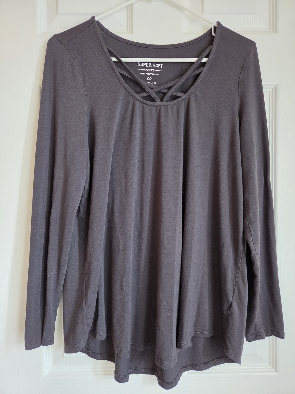 Torrid Super Soft Black Strappy Long Sleeve Top Plus Size 00 NWOT